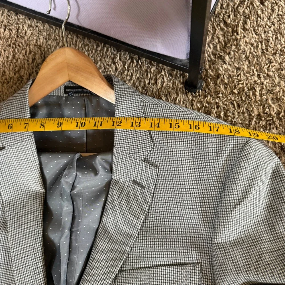 Tommy Hilfiger Blazer Mens 40L Grey Excellent Micro Houndstooth‎ Suit Jacket